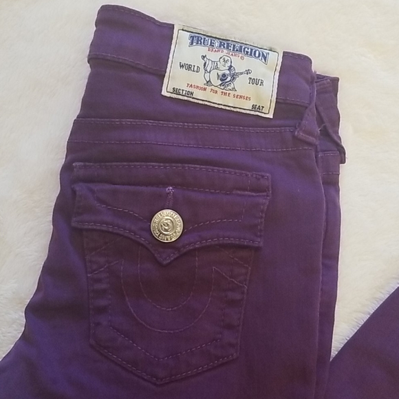 True Religion Girl's Purple Jeans Size 10 Skinny - Picture 3 of 10